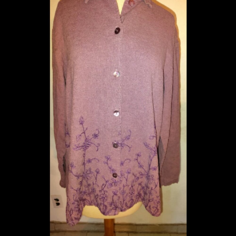 Cedar Canyon Clothing Long Sleeve Medium Purple Women's 55% Linen 45% Rayon Shir